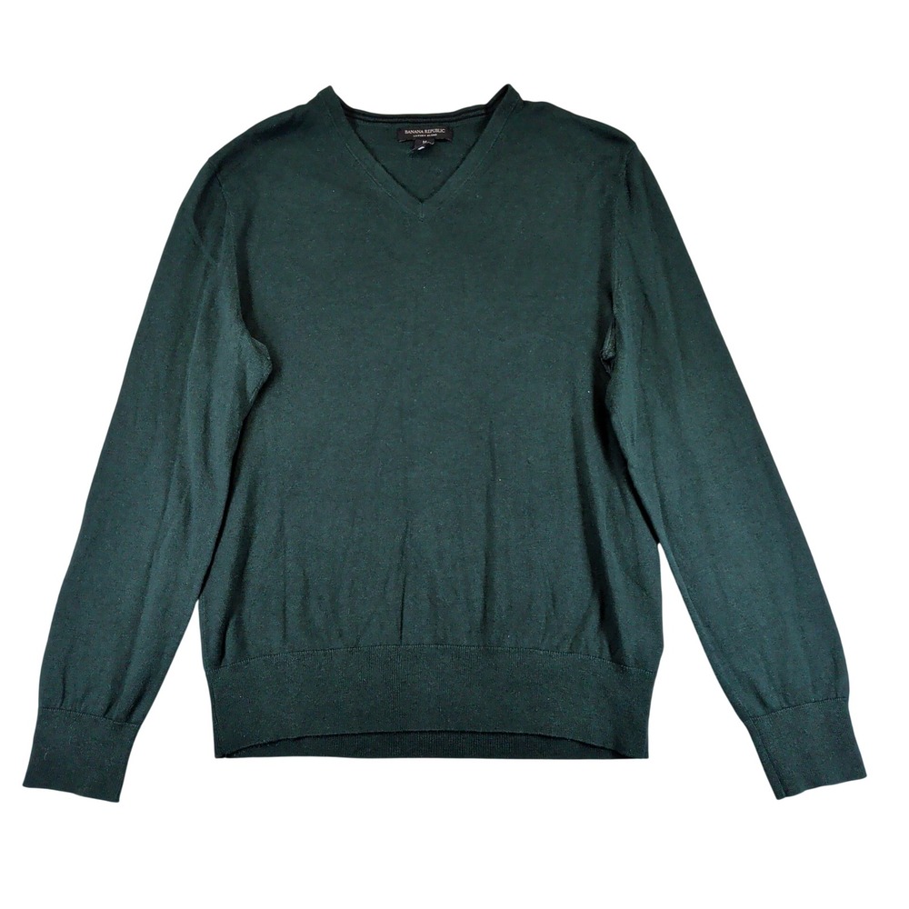 Banana Republic Mens Luxury Blend Silk Cashmere V-Neck Sweater Green M 486045-47